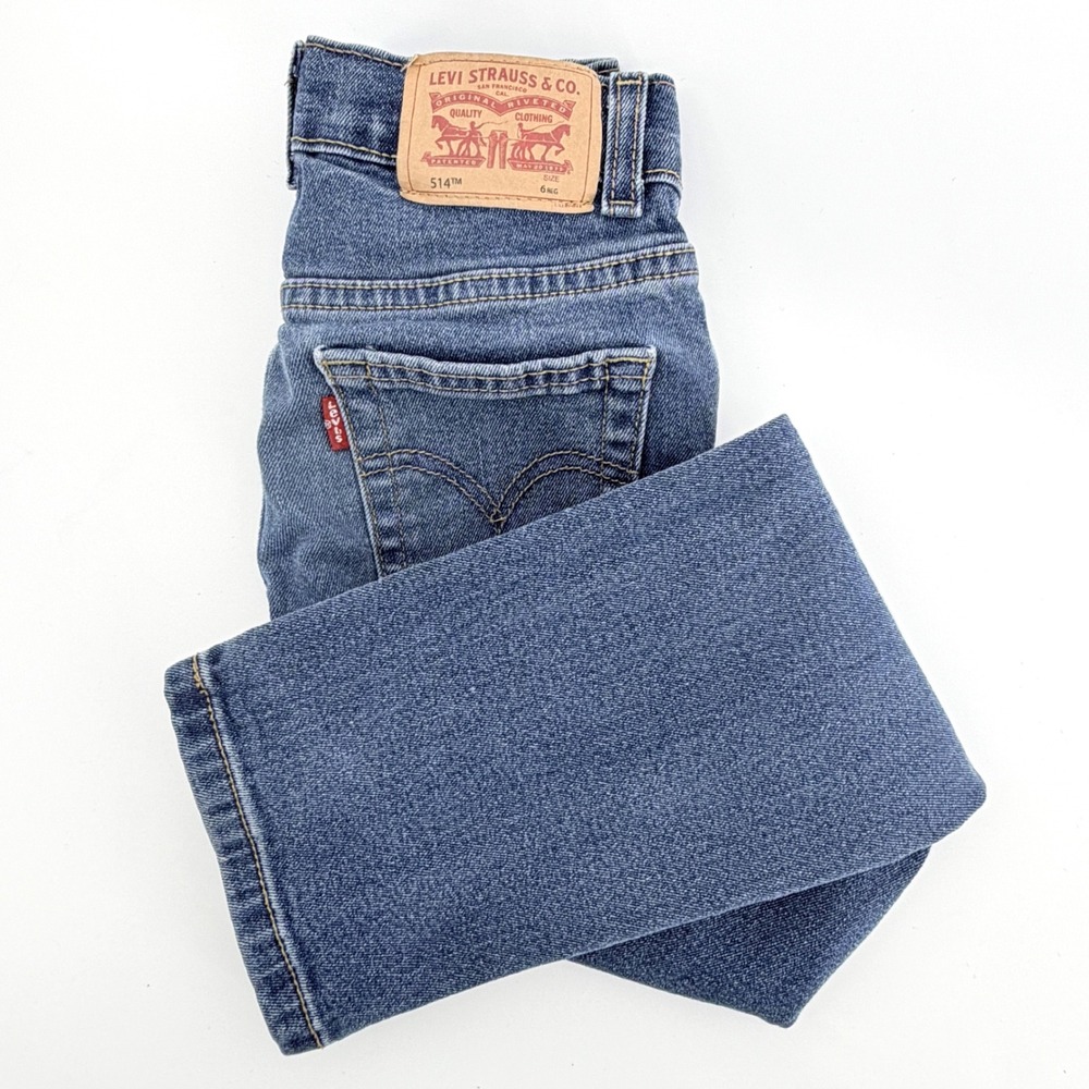 Levi's 514 Straight Jeans Kids Size 6 Reg Blue Good Performance Adjustable Waist